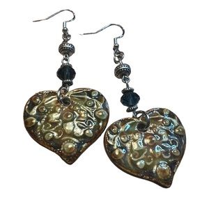 NWTBoho Artisan made Ceramic “My love, my heart” earrings crafted by Susan A Ray